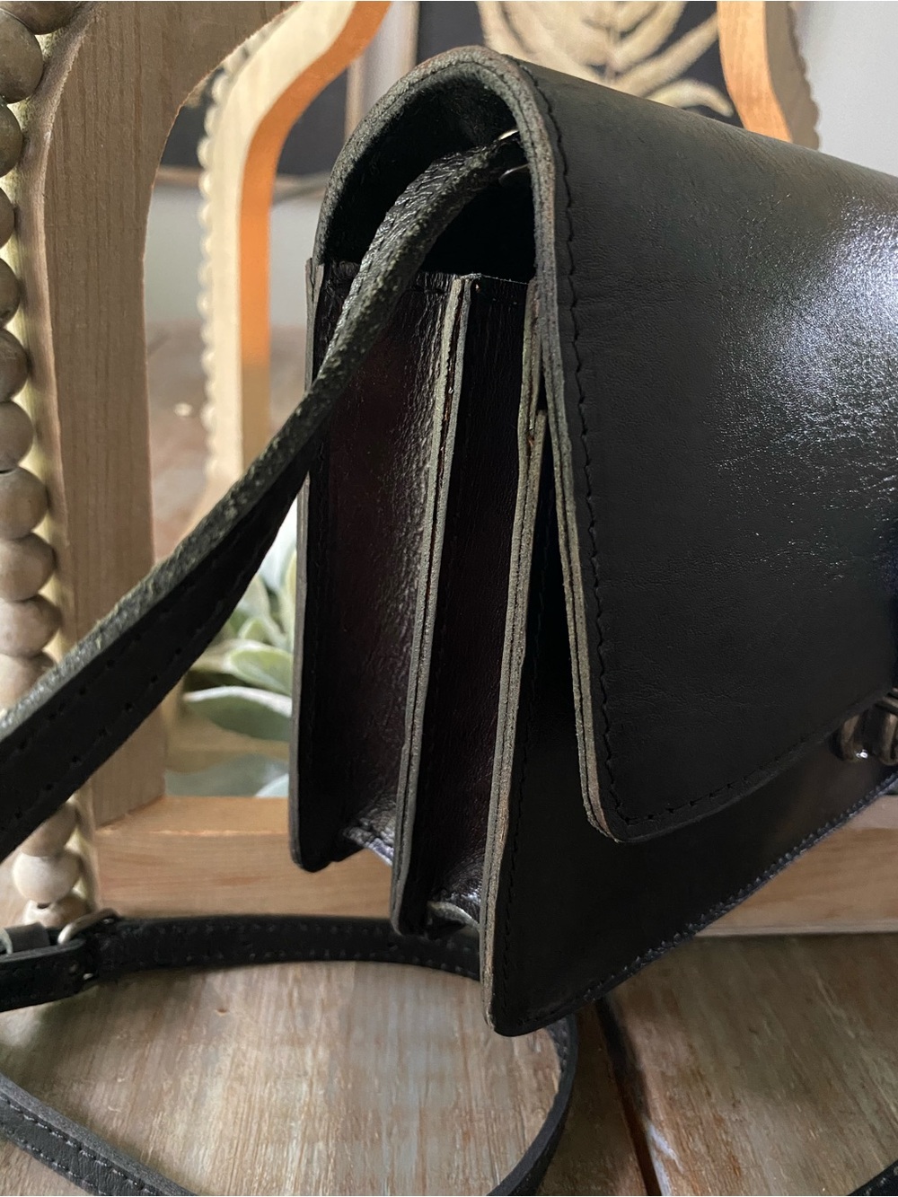 Patricia Nash Lanza Leather Convertible Crossbody Bag Purse Embossed Logo Black - Picture 6 of 17
